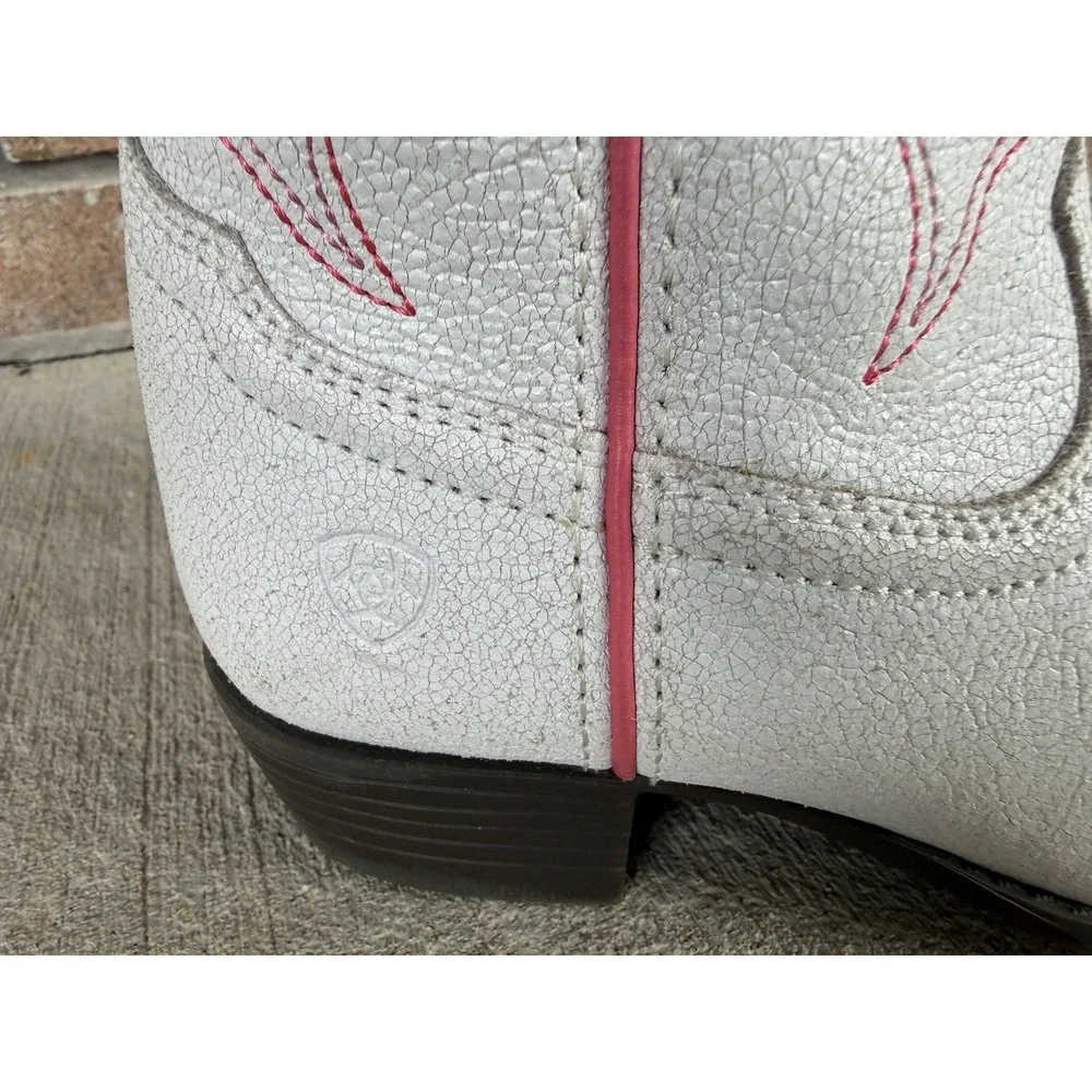 Kids Girls Ariat Boots Heritage Western Butterfly White Pink Size 1.5 Girls